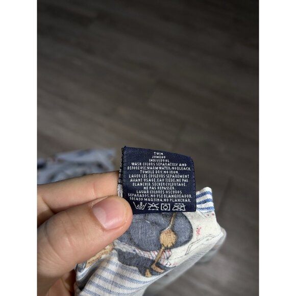 VTG Ralph Lauren Polo Teddy Bear University Striped Twin Flat Sheet 63"X95 - Picture 6 of 7